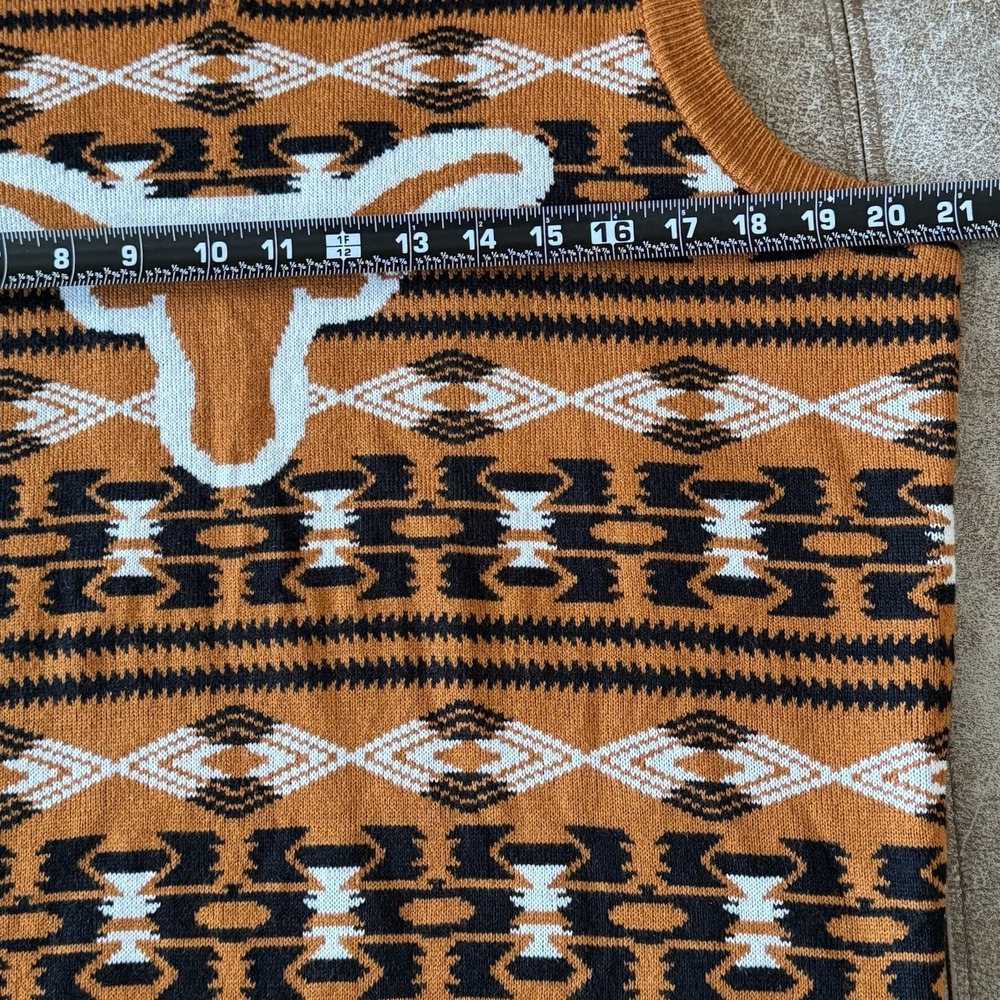 Klew Texas Longhorns Sweater Vest M Burnt Orange Western Aztec NCAA UT - Picture 4 of 8